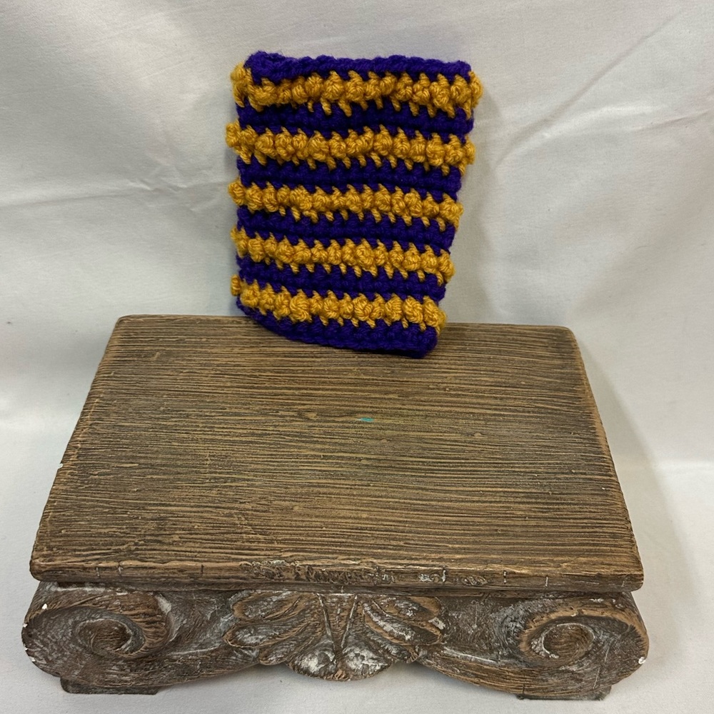 Crochet Coozie Purple And Gold | | Handmade NEW Handcrafted Koozie - Picture 5 of 10